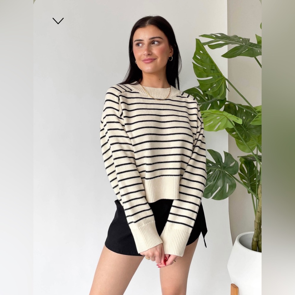 Grey Bandit Sweater, Black and white striped, size small. Brand new.